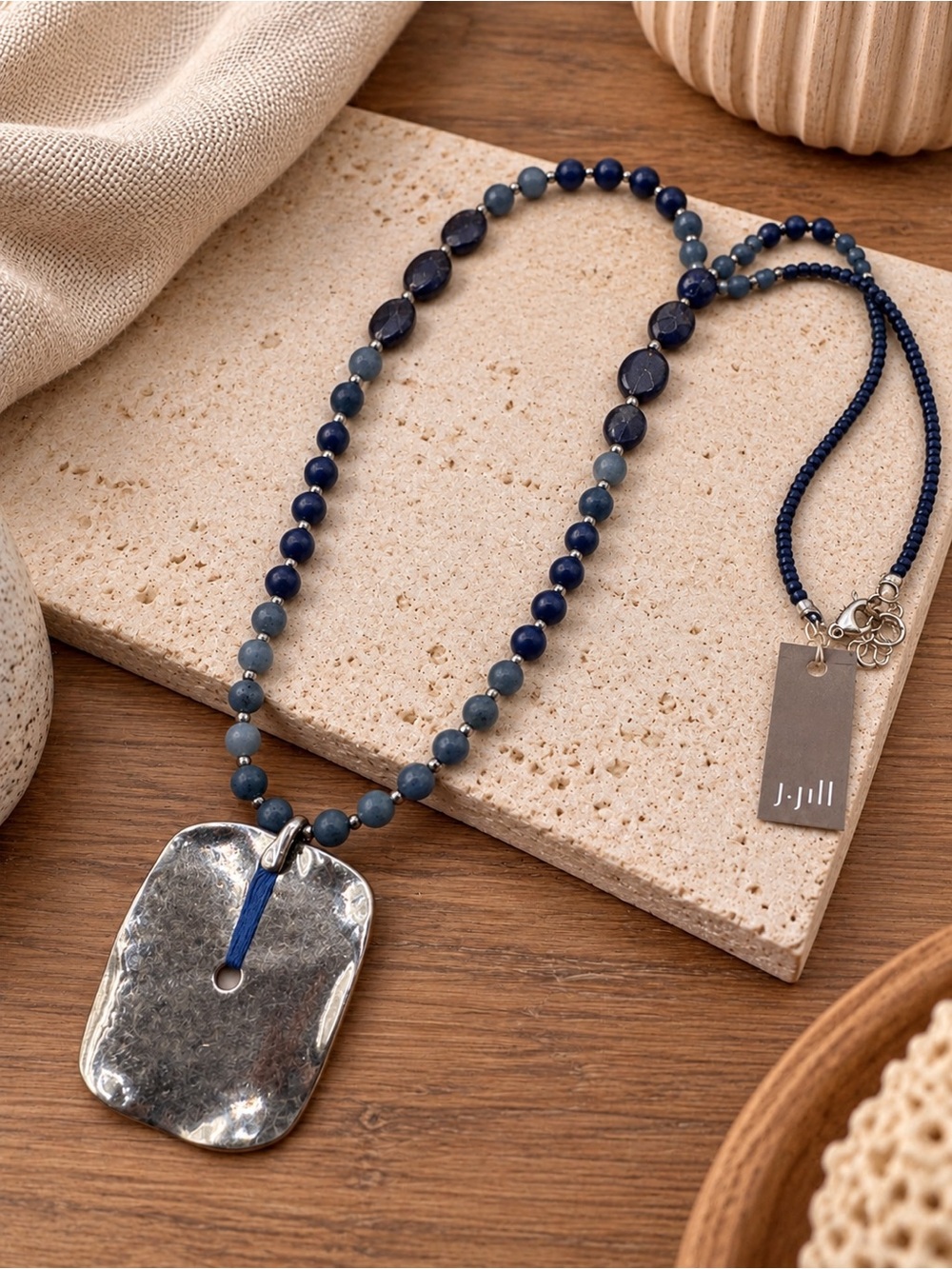 J. Jill Blue Beaded Statement Pendant Necklace (LR 2222/1)